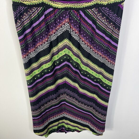 Soma Size M Halter Dress Black Purple Multi Chevron Sundress Stretch Soft Midi - Picture 7 of 8